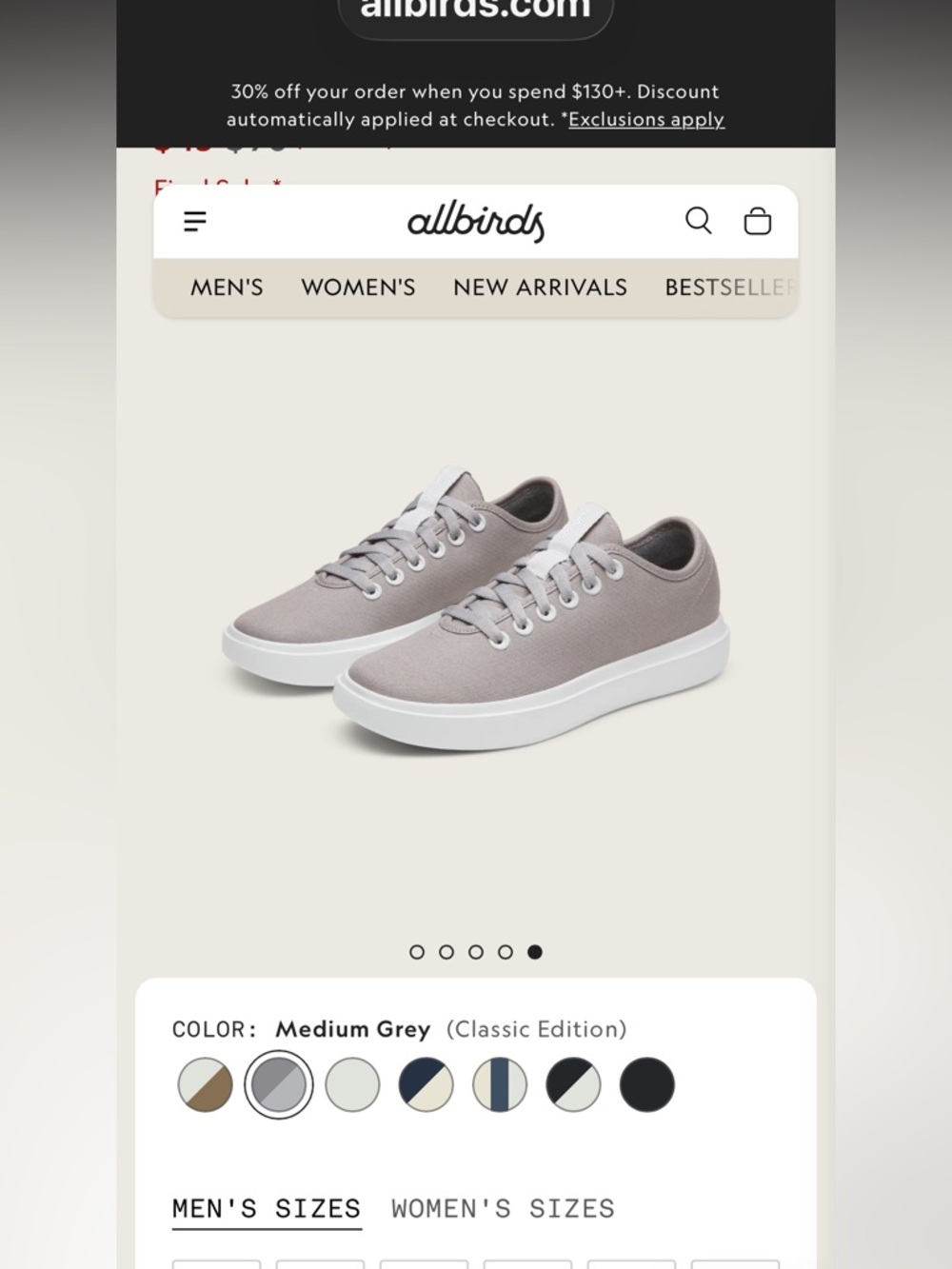 allbirds Men’s Medium gray piper Sneakers